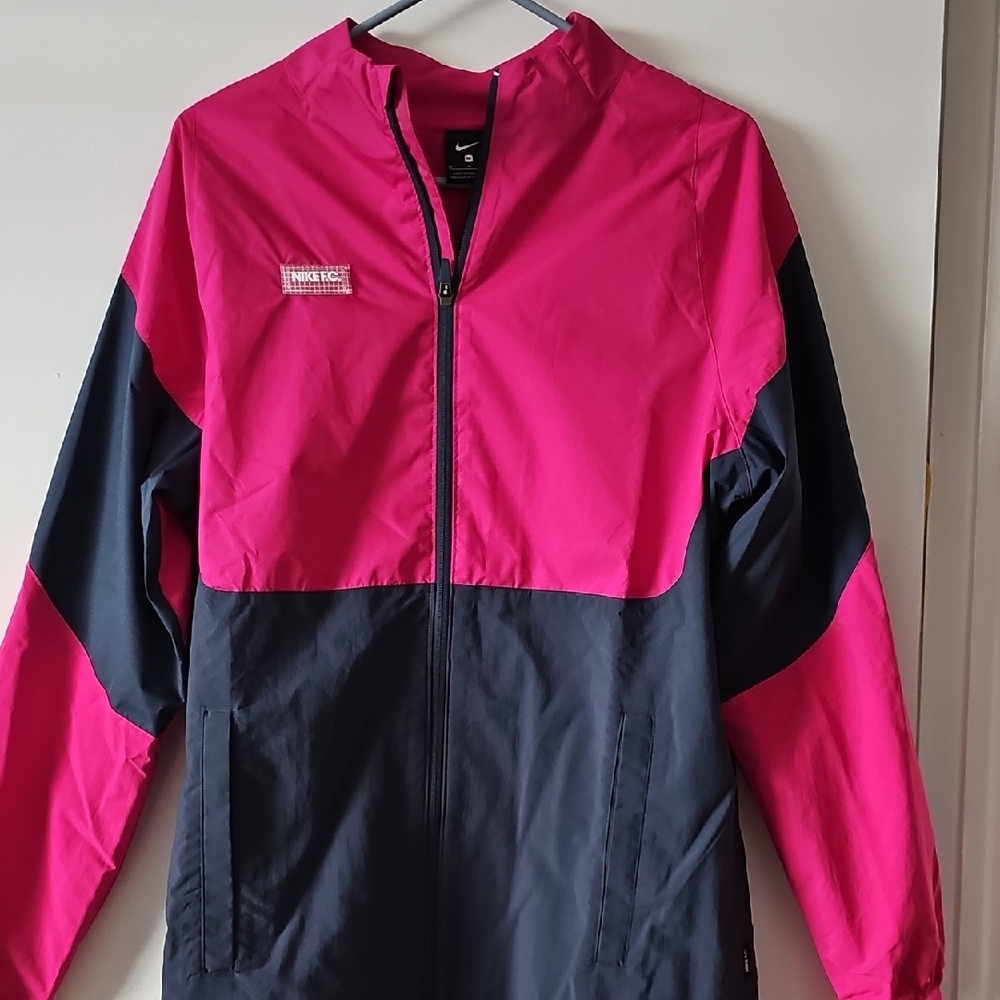 MENS Nike Pink and Black Colorblock Windbreaker F.C. Jacket